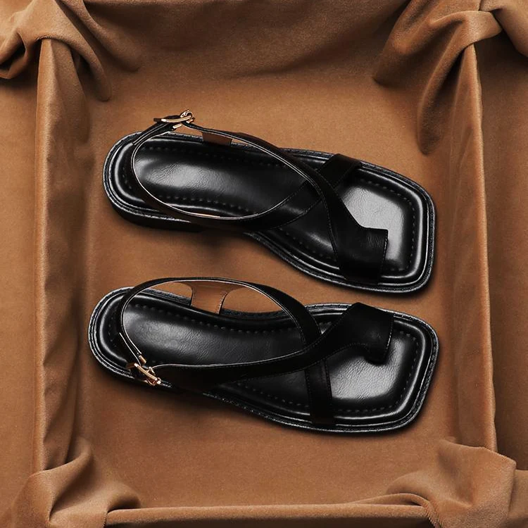 Italian Leather Cross Sandals - Image 13