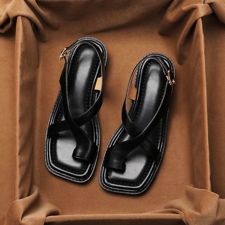 Italian Leather Cross Sandals - Image 14