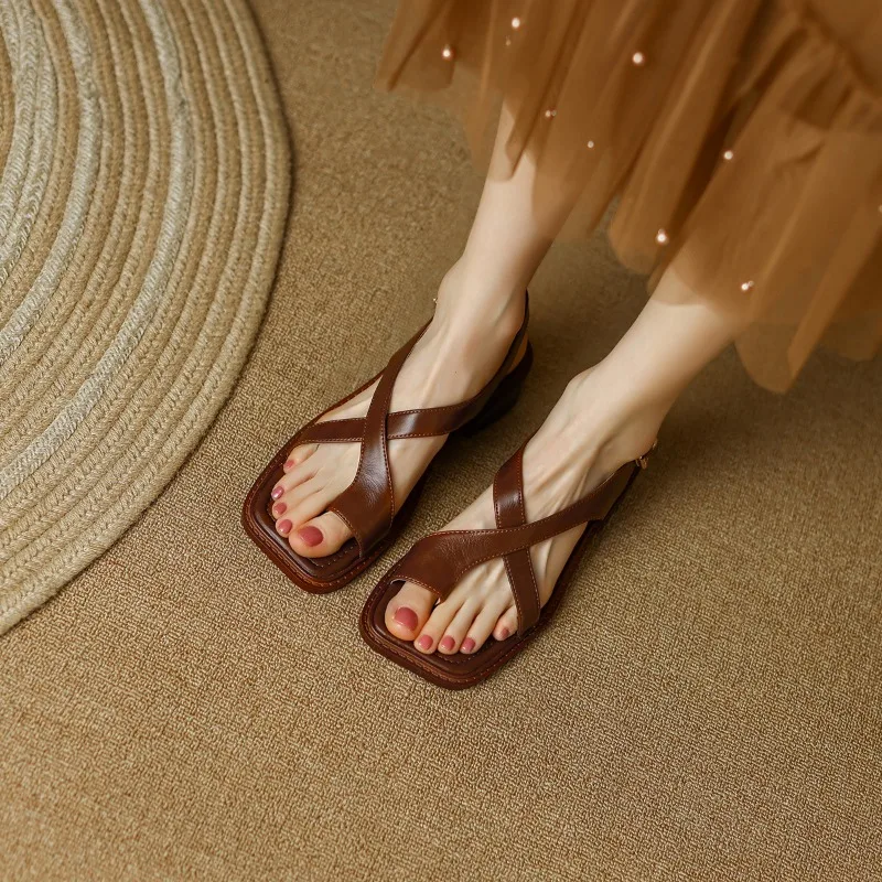 Italian Leather Cross Sandals - Image 15
