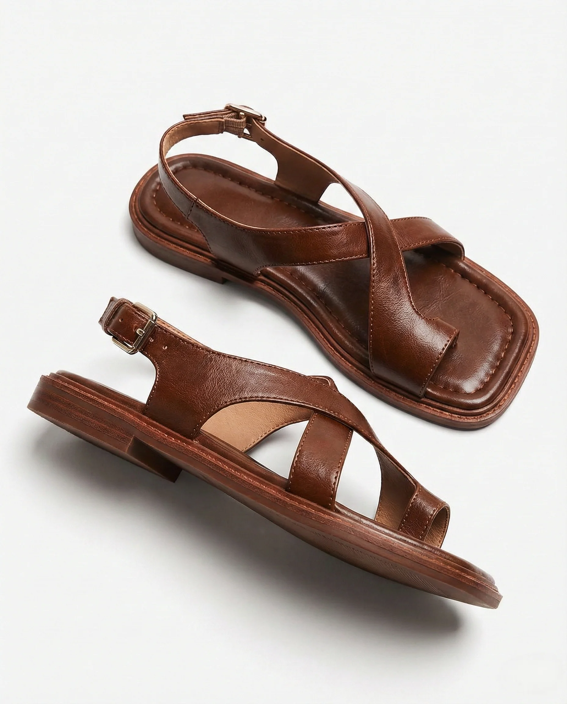 Italian Leather Cross Sandals - Image 3