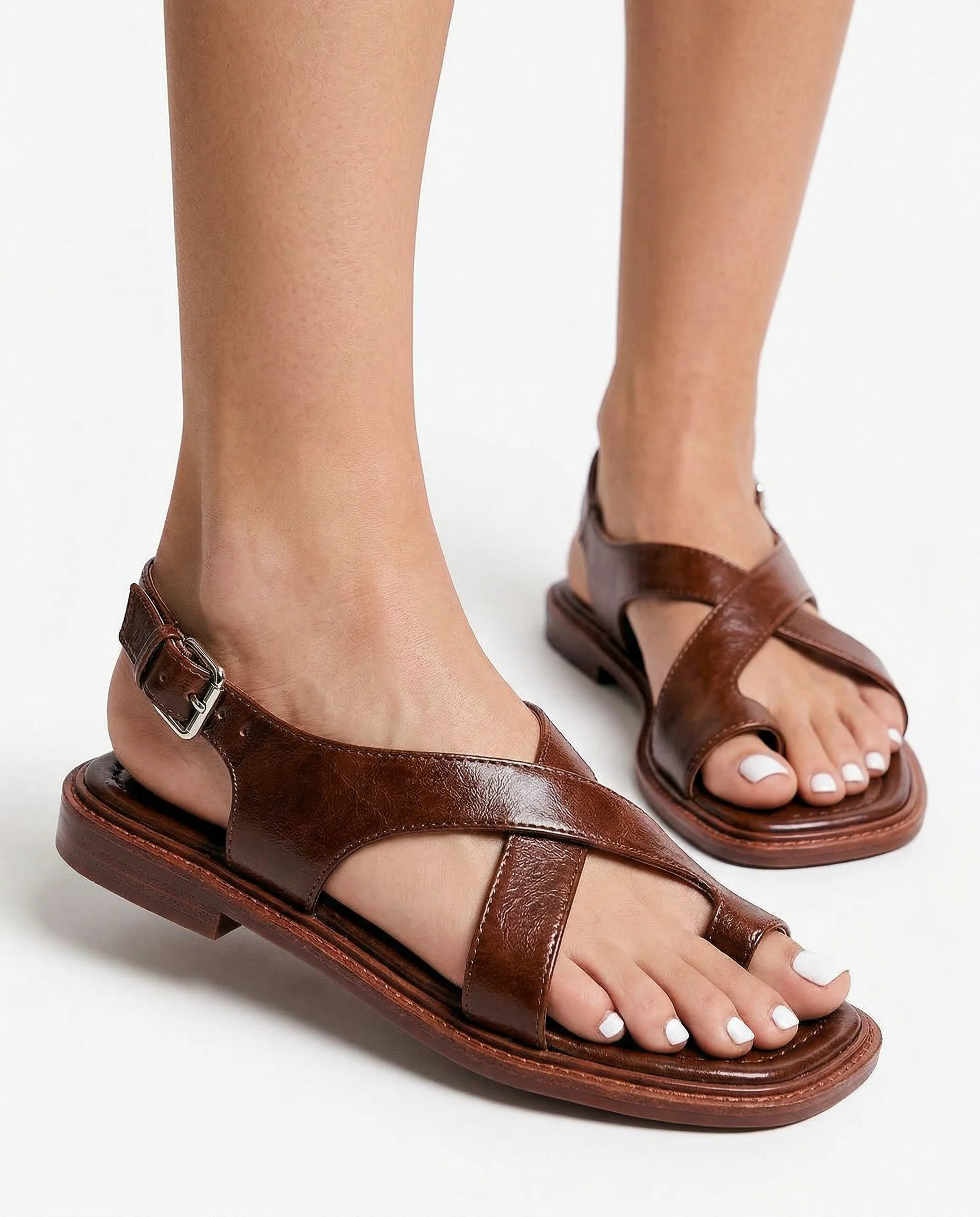Italian Leather Cross Sandals - Image 4