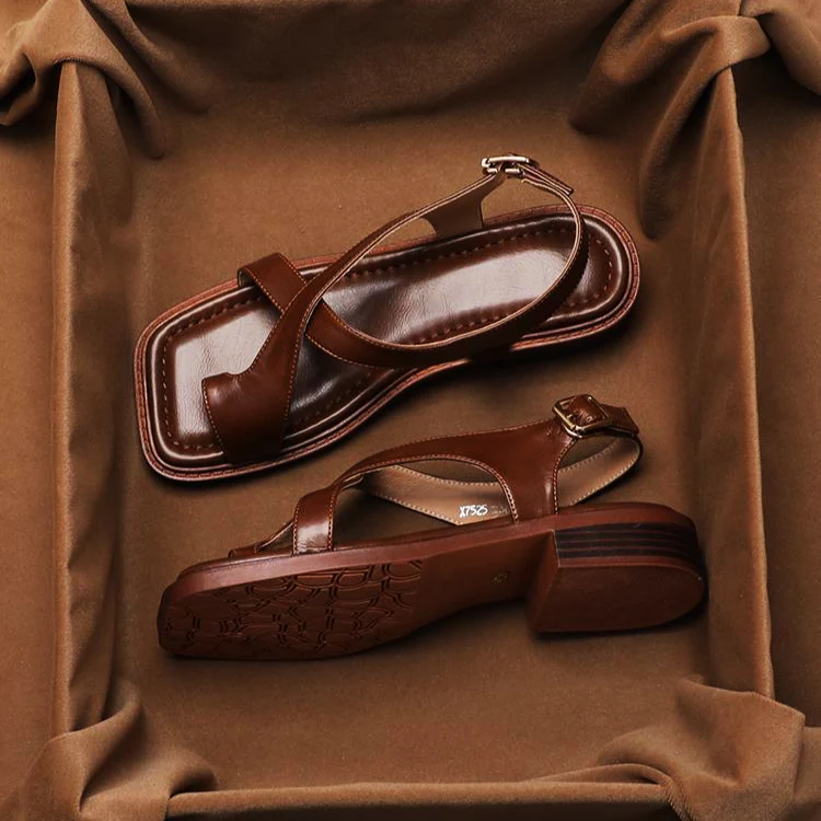 Italian Leather Cross Sandals - Image 8
