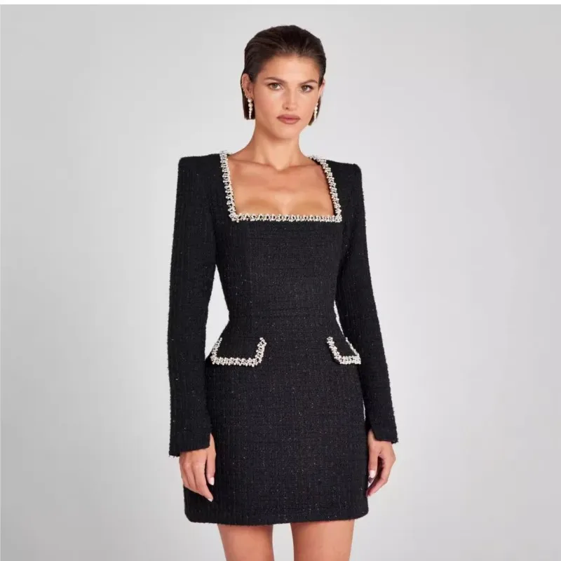Monaco Lacceti Women's Tweed Pearl Trim Blazer Mini Dress - Image 6