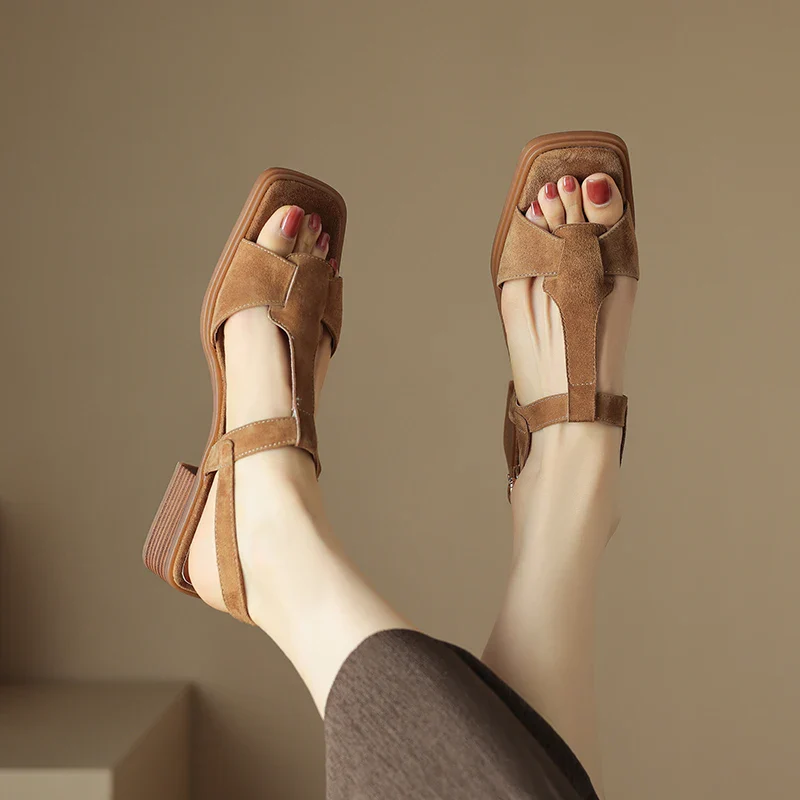 Mirea Suede T-Strap Sandals - Image 19