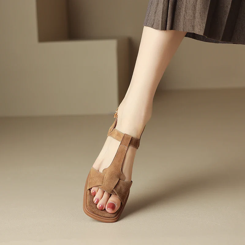 Mirea Suede T-Strap Sandals - Image 20
