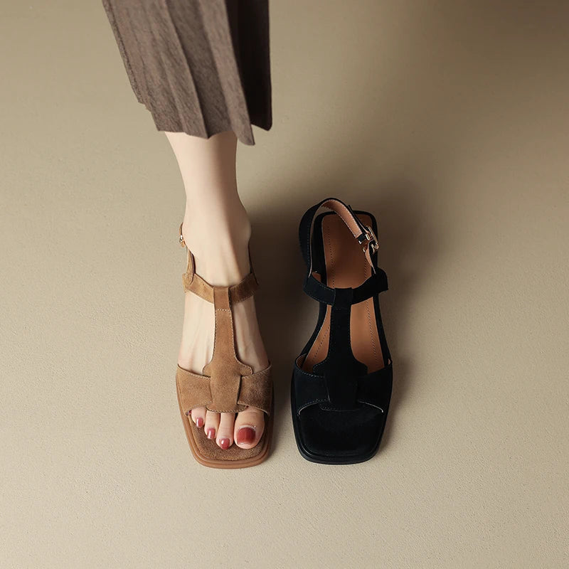 Mirea Suede T-Strap Sandals - Image 23