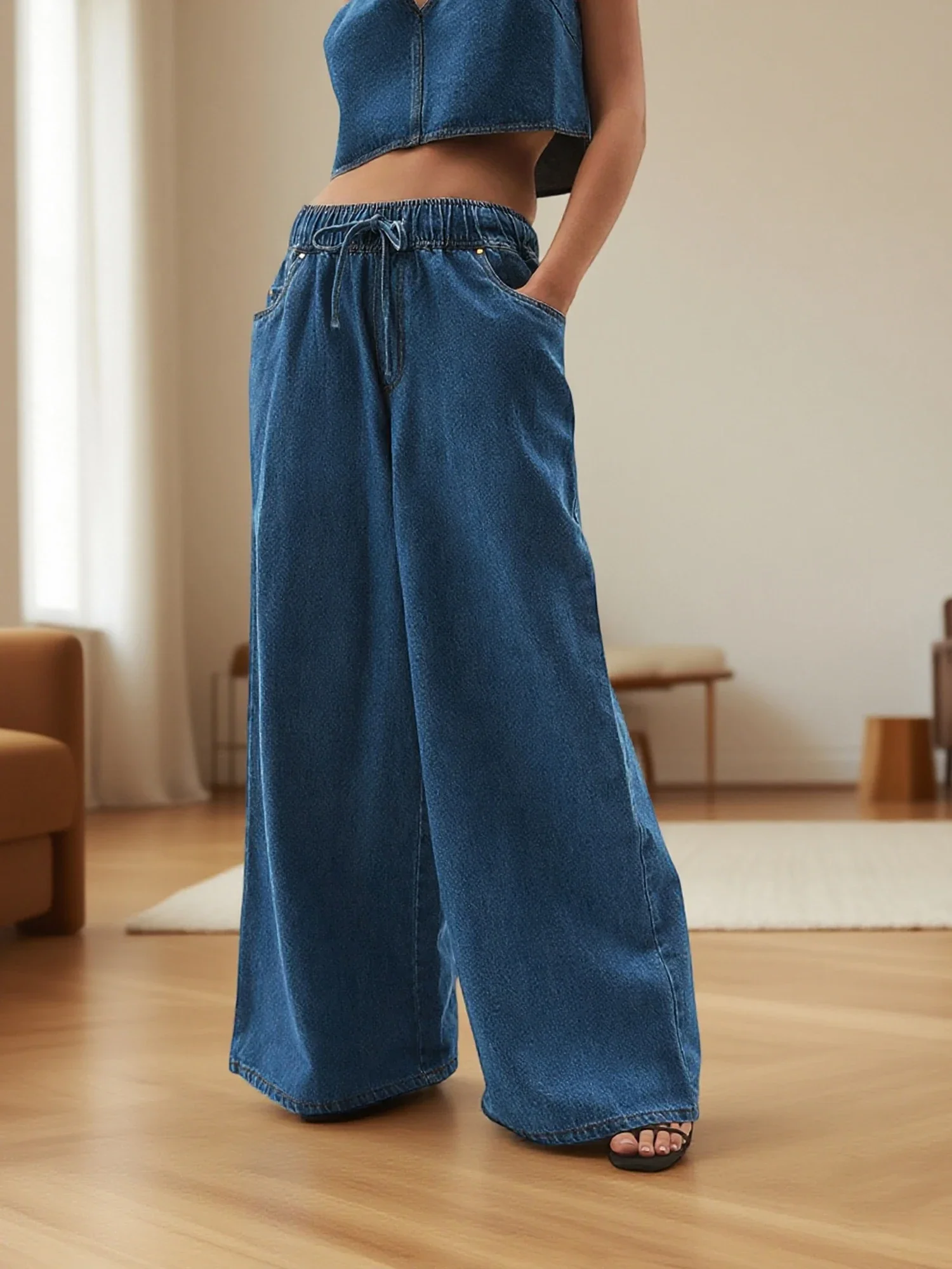 Monaco Drawstring Wide-Leg Jean - Image 10