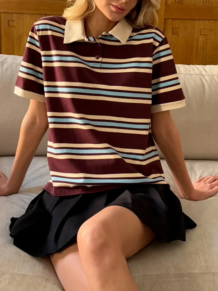 Noelle Stripe Polo Tee - Image 5