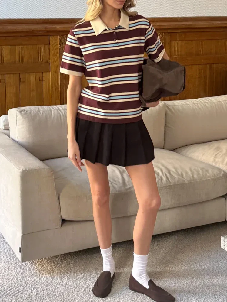 Noelle Stripe Polo Tee - Image 6