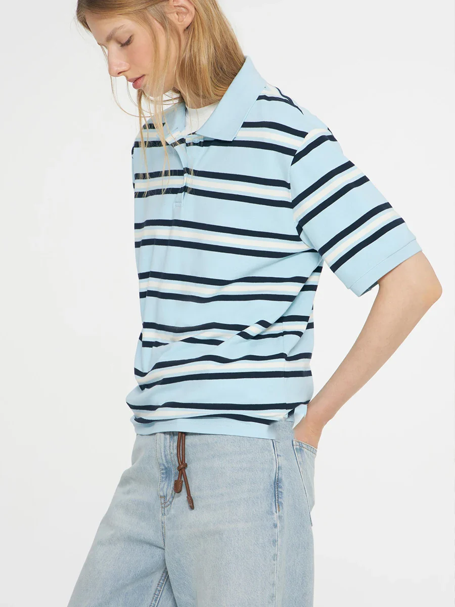Noelle Stripe Polo Tee - Image 7