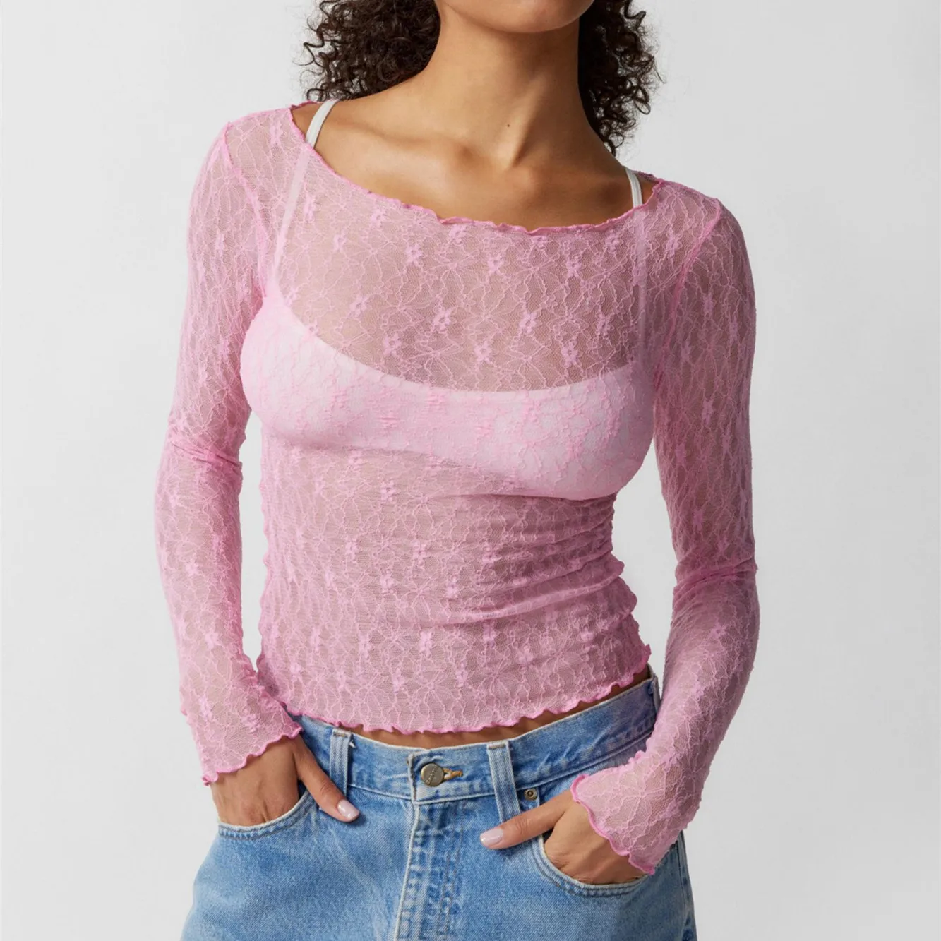 Olivia Women's Transparent Longsleeve Top - Image 10
