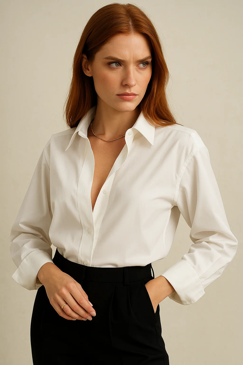 100% Organic Cotton Women's Classic Formal Blouse - Image 5