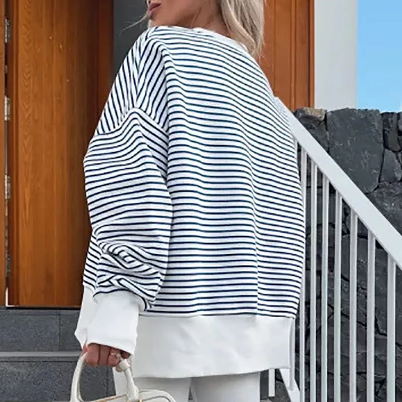 Rory Stripe Spliced Loose Sweatshirt