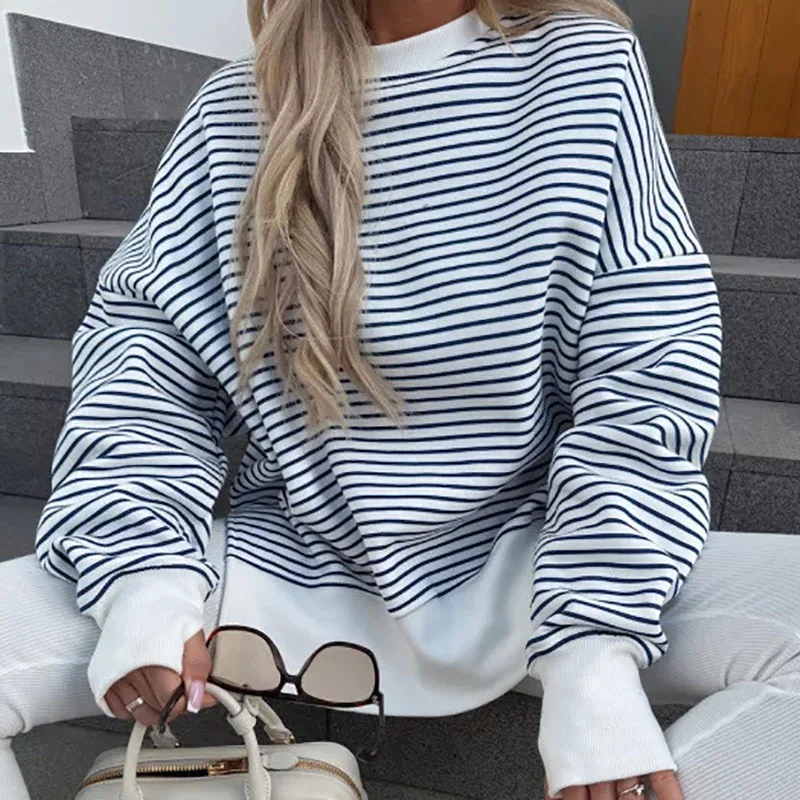Rory Stripe Spliced Loose Sweatshirt - Image 2