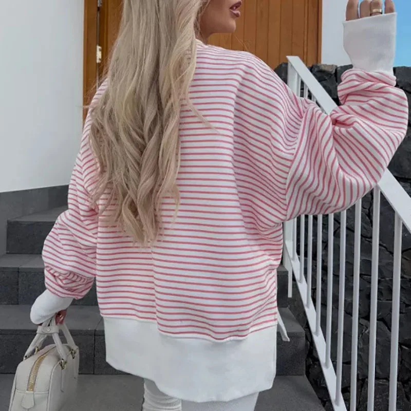 Rory Stripe Spliced Loose Sweatshirt - Image 5
