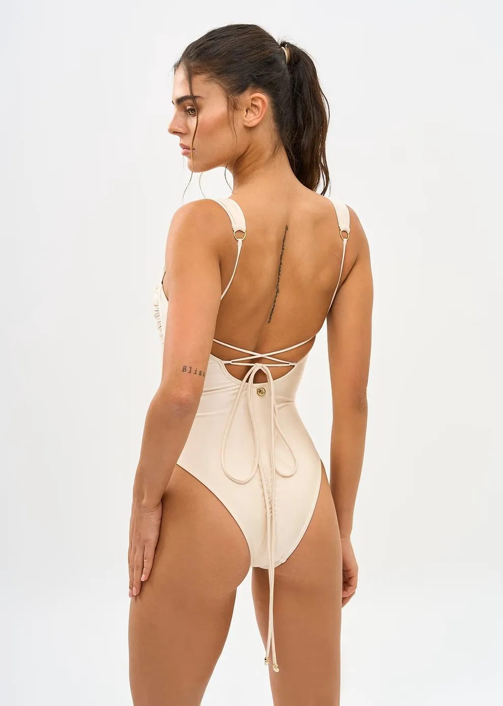 Ruched Rosette Bandeau One-Piece Swimsuit - Image 7