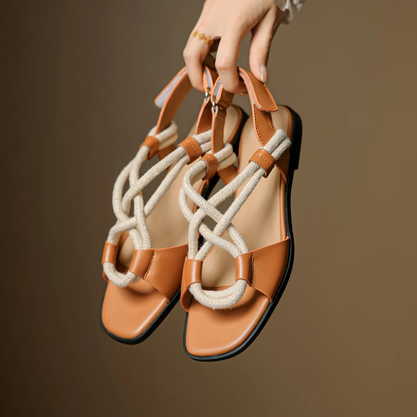 Santorini Handmade Leather Flat Sandals - Image 4
