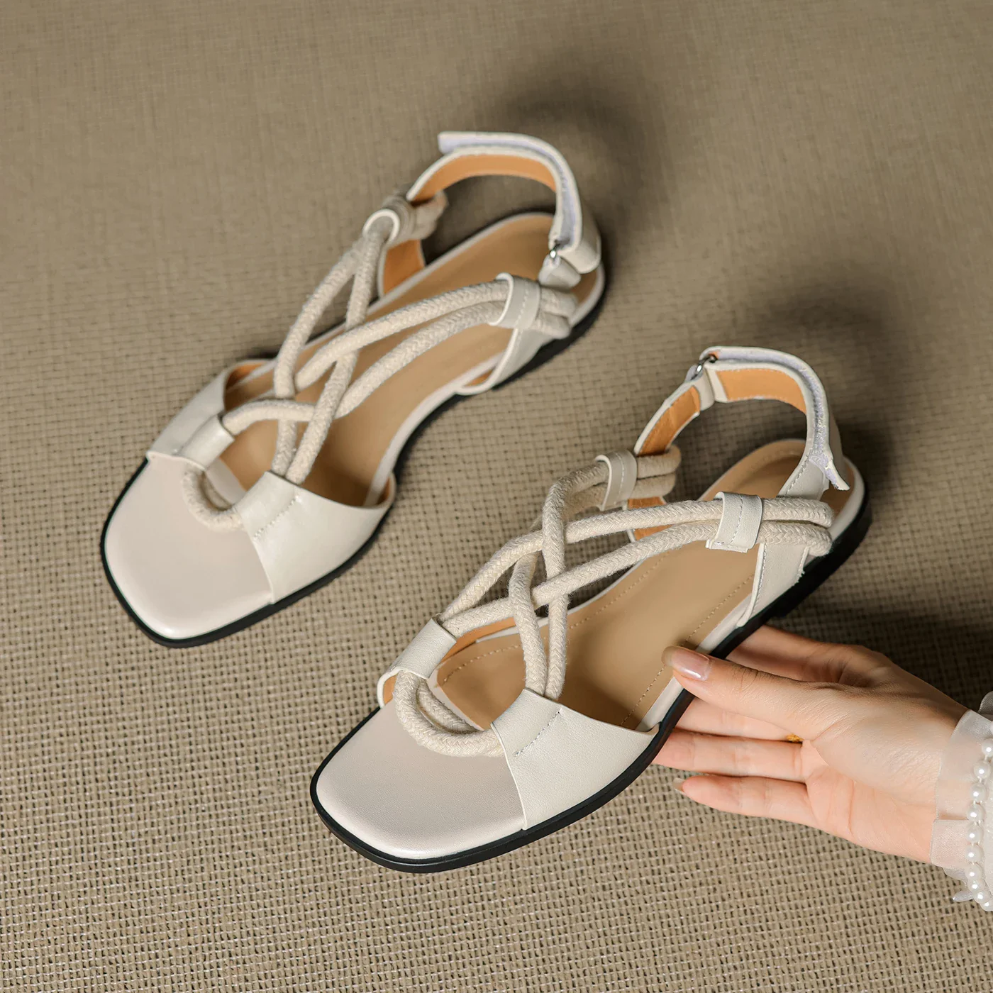 Santorini Handmade Leather Flat Sandals - Image 5