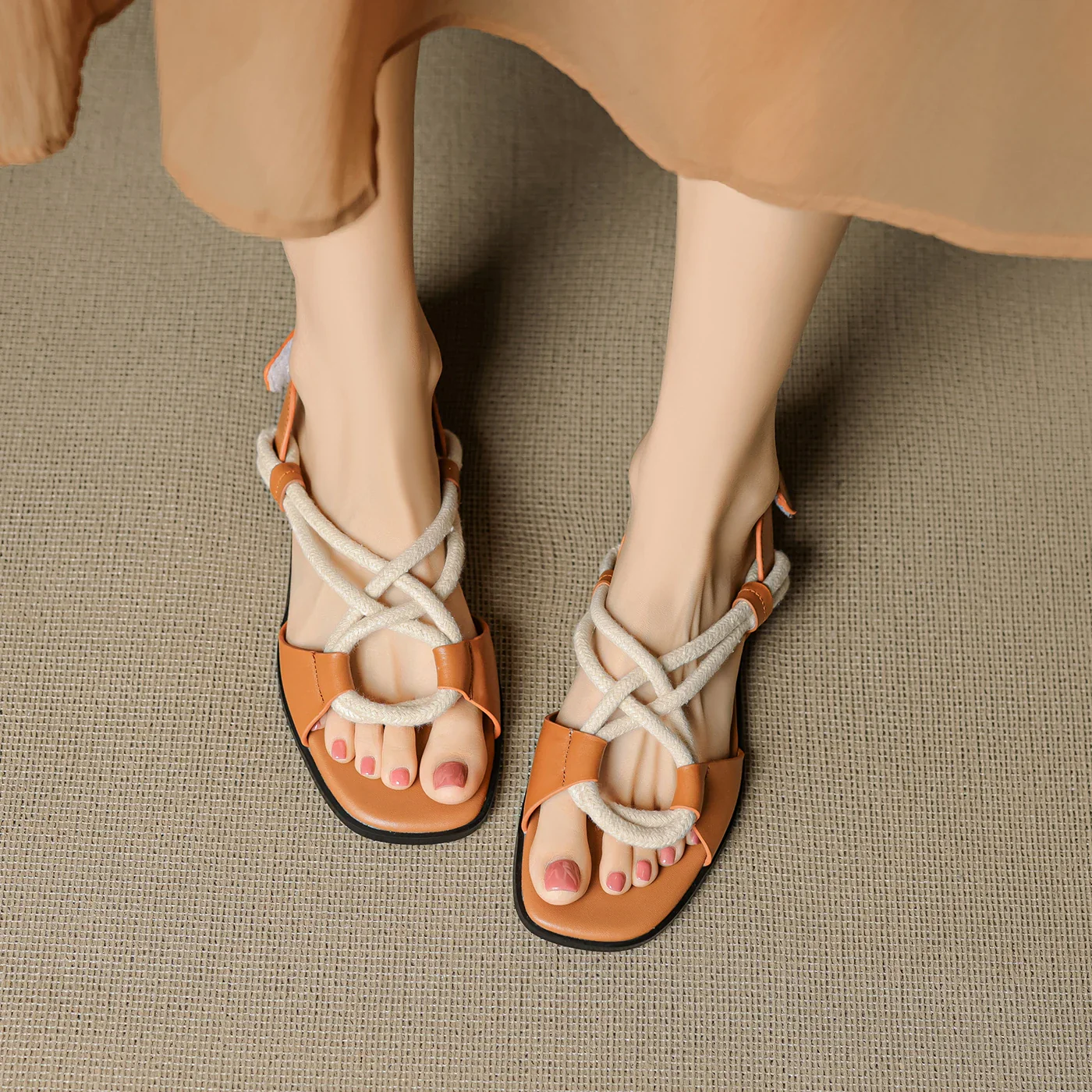 Santorini Handmade Leather Flat Sandals - Image 6