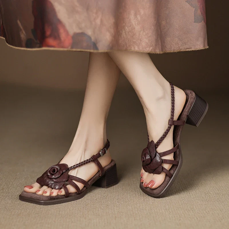 Soleil Chunky Heel Leather Sandals - Image 6