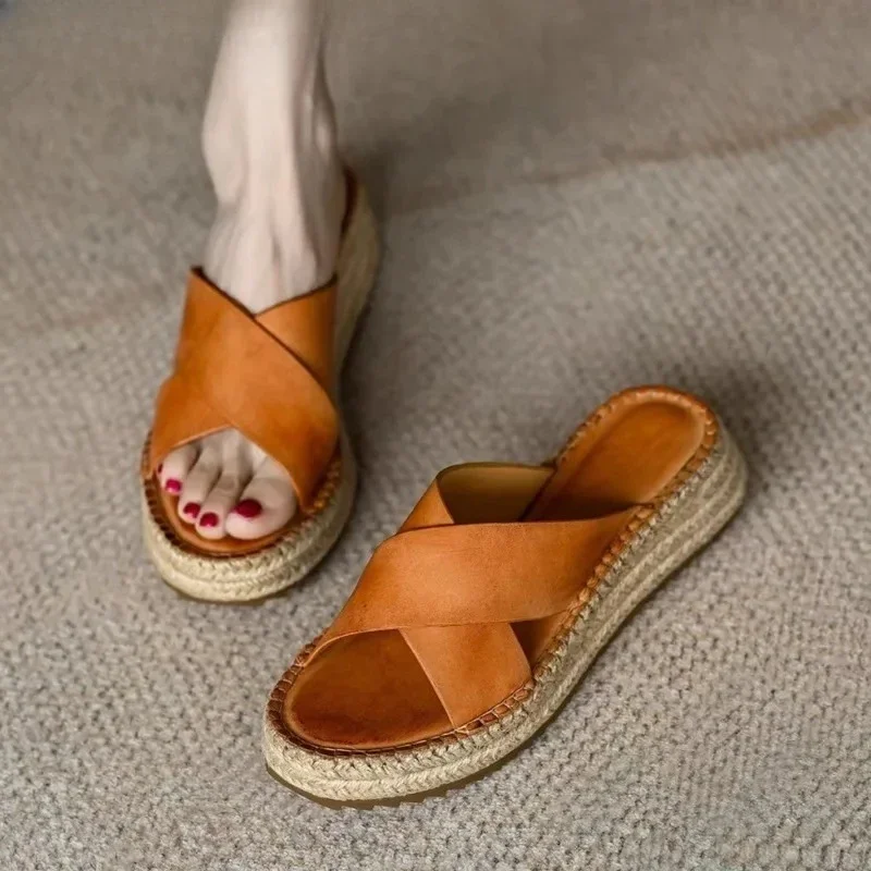 Sorella Woven Leather Platform Sandals - Image 3