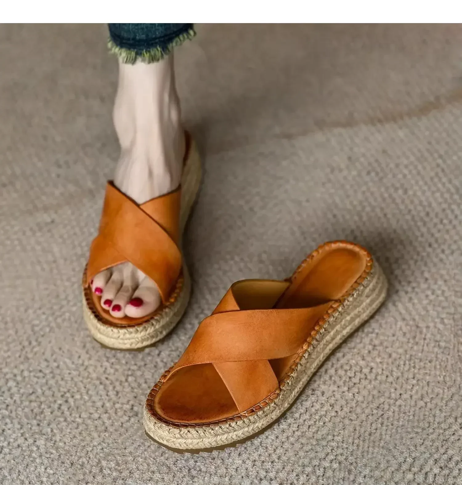 Sorella Woven Leather Platform Sandals - Image 9