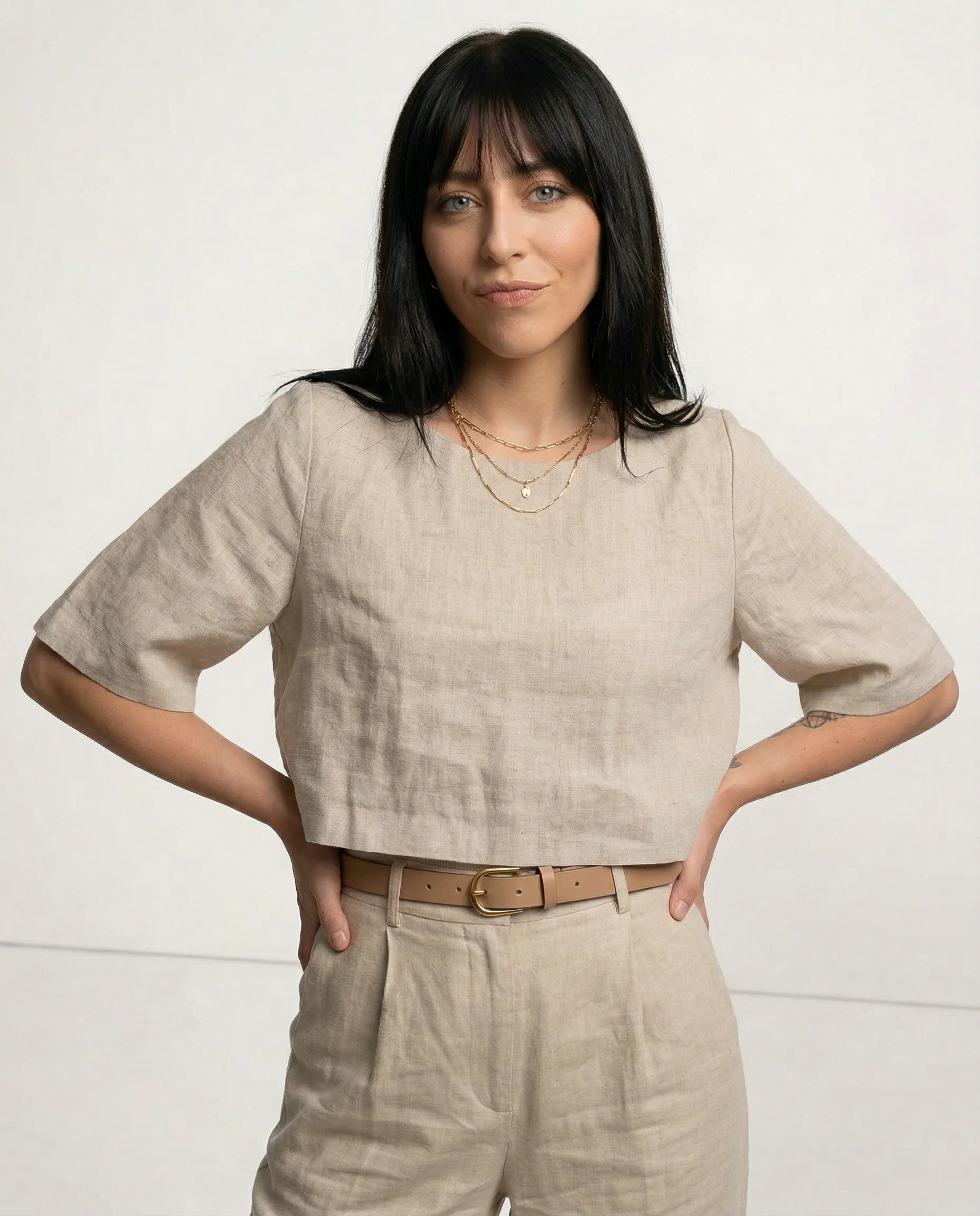 The Boxy Linen Crop Top