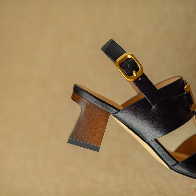 The Chain Detail Block Heel Sandal - Image 12