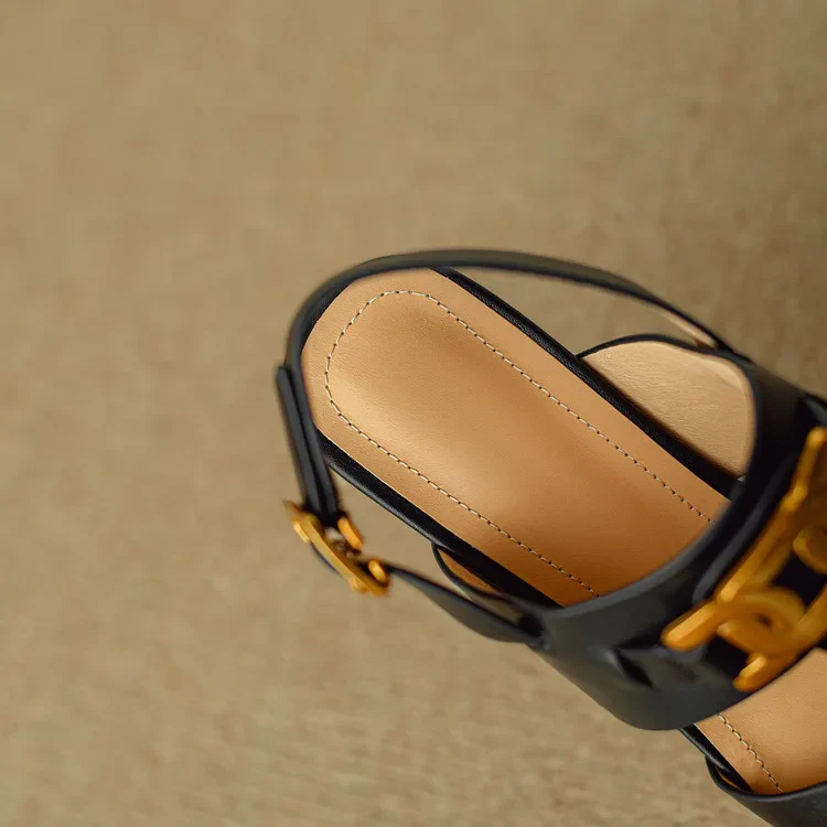 The Chain Detail Block Heel Sandal - Image 13