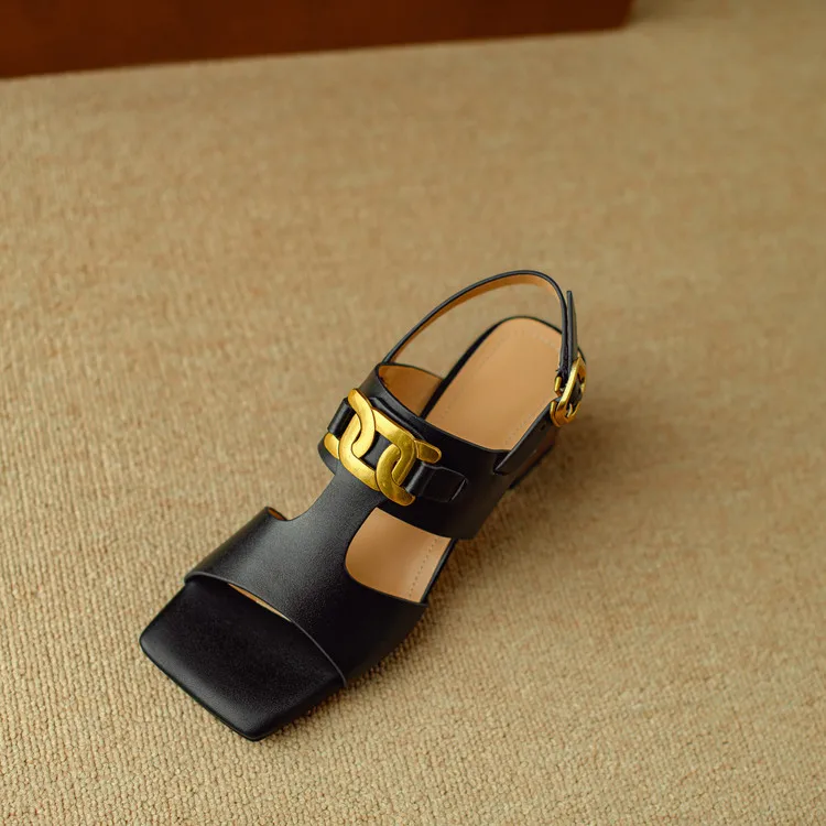 The Chain Detail Block Heel Sandal - Image 14