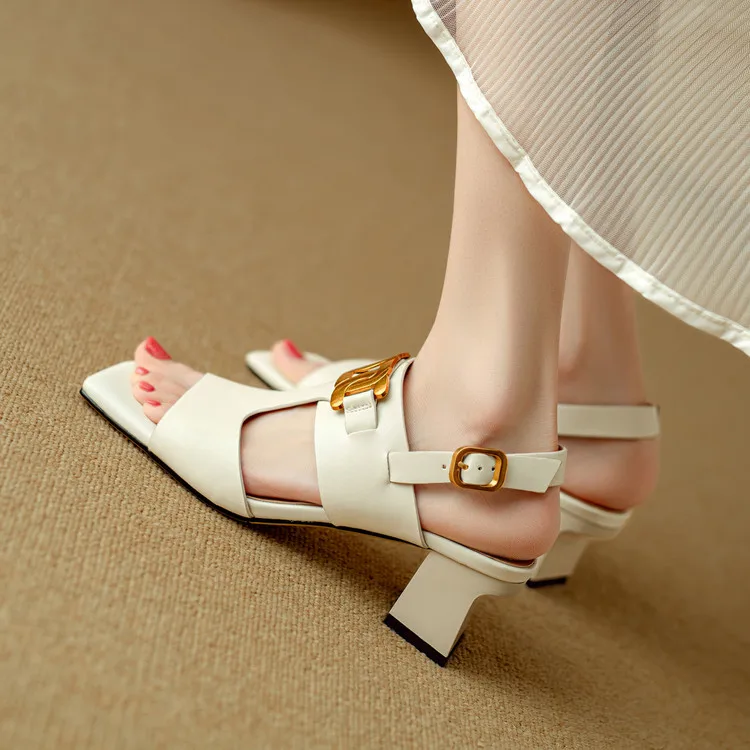 The Chain Detail Block Heel Sandal - Image 18