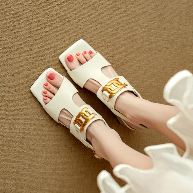 The Chain Detail Block Heel Sandal - Image 19