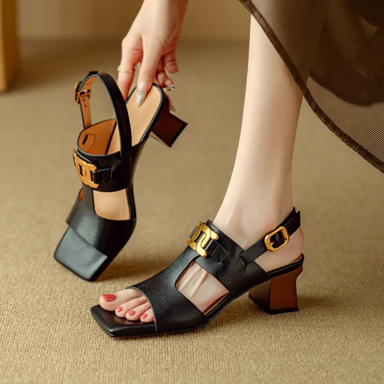 The Chain Detail Block Heel Sandal - Image 26