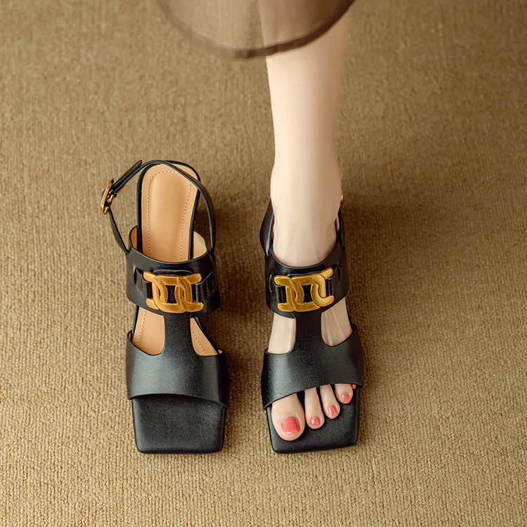 The Chain Detail Block Heel Sandal - Image 27