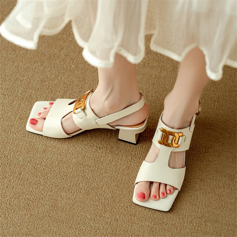 The Chain Detail Block Heel Sandal - Image 3