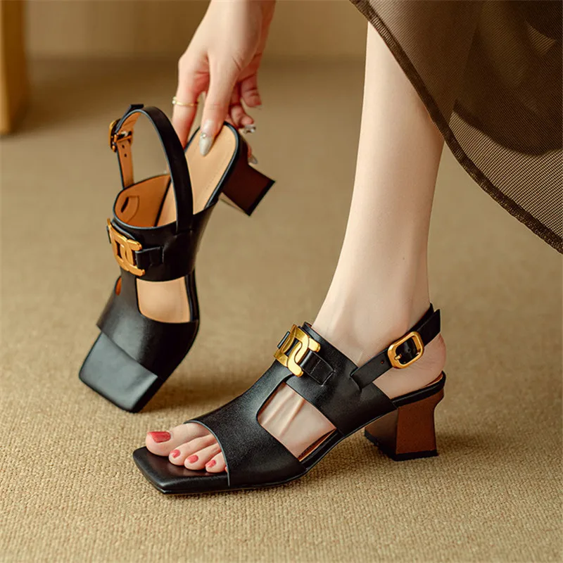 The Chain Detail Block Heel Sandal - Image 4
