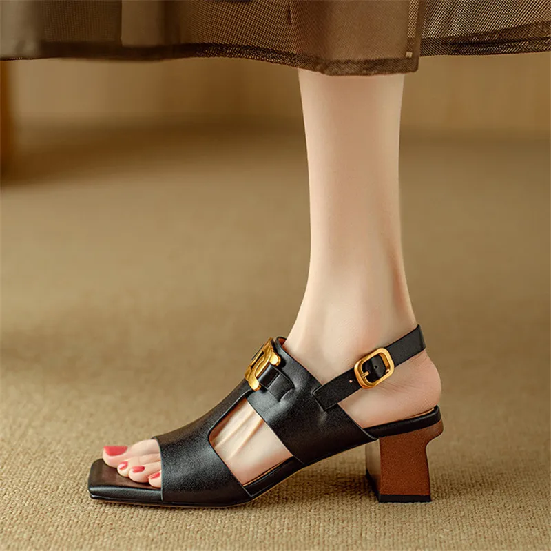 The Chain Detail Block Heel Sandal - Image 5