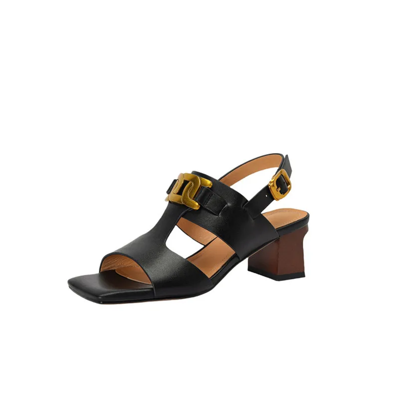 The Chain Detail Block Heel Sandal - Image 6