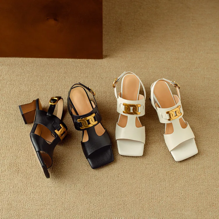 The Chain Detail Block Heel Sandal - Image 7