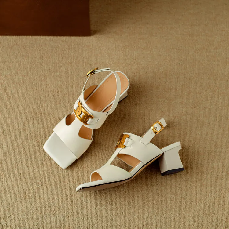 The Chain Detail Block Heel Sandal - Image 8