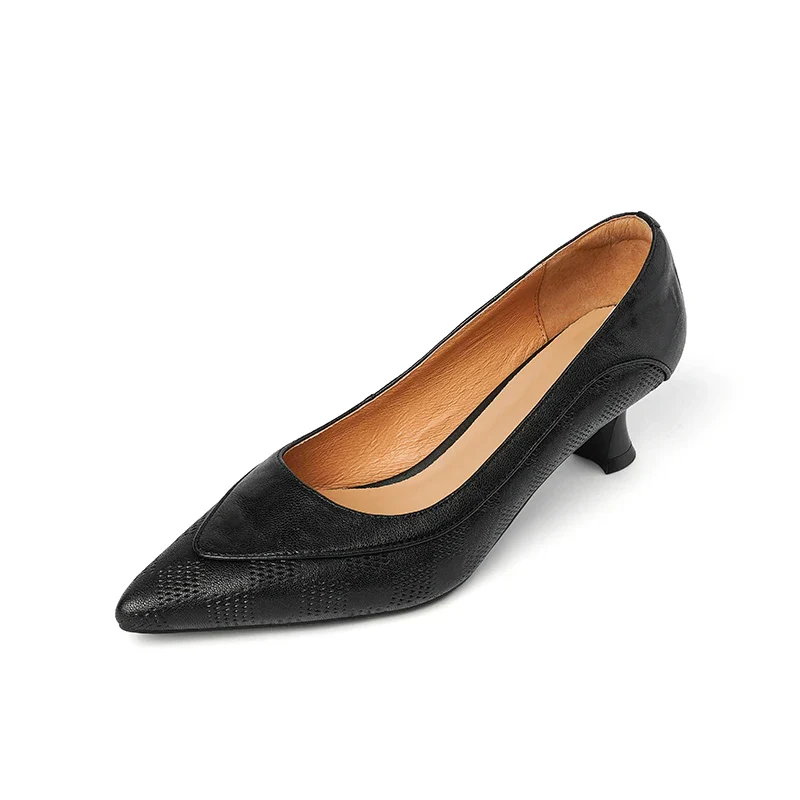 The Cognac Leather Kitten Heel Pump - Image 23