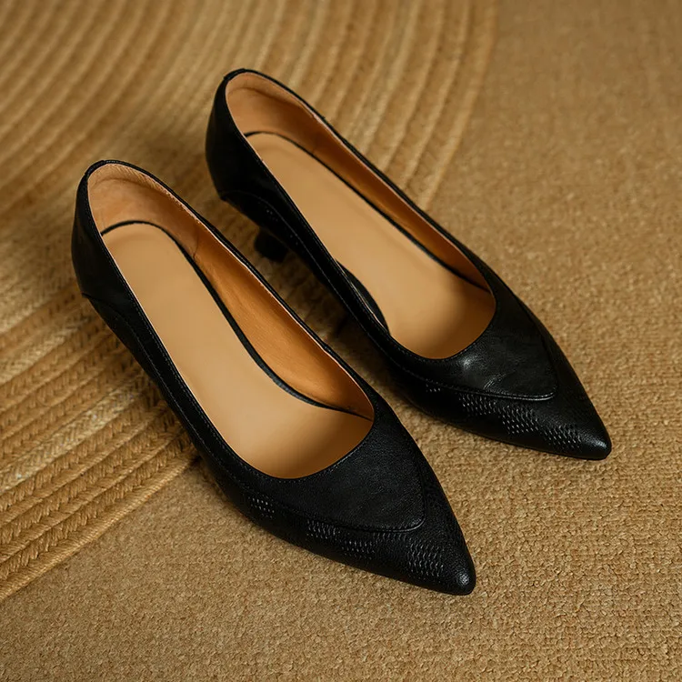 The Cognac Leather Kitten Heel Pump - Image 9