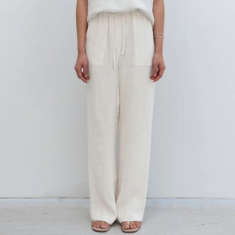 The Drawstring Straight Linen Pant - Image 10