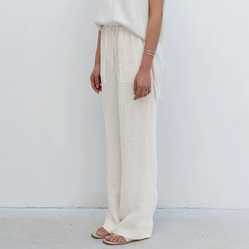 The Drawstring Straight Linen Pant - Image 11