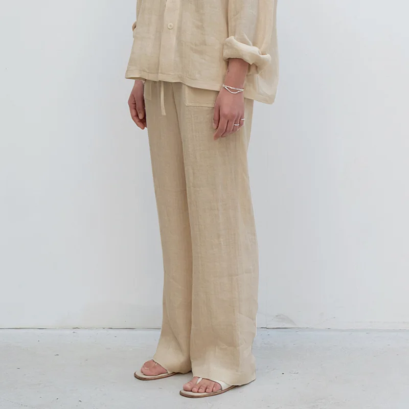 The Drawstring Straight Linen Pant - Image 12