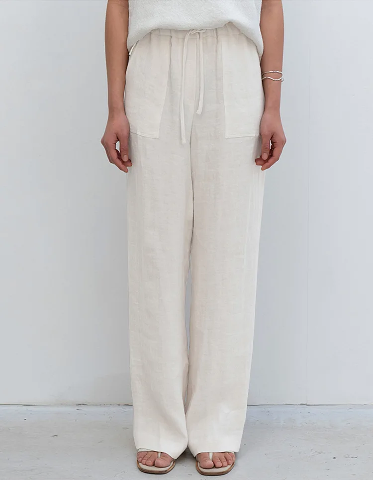 The Drawstring Straight Linen Pant - Image 13