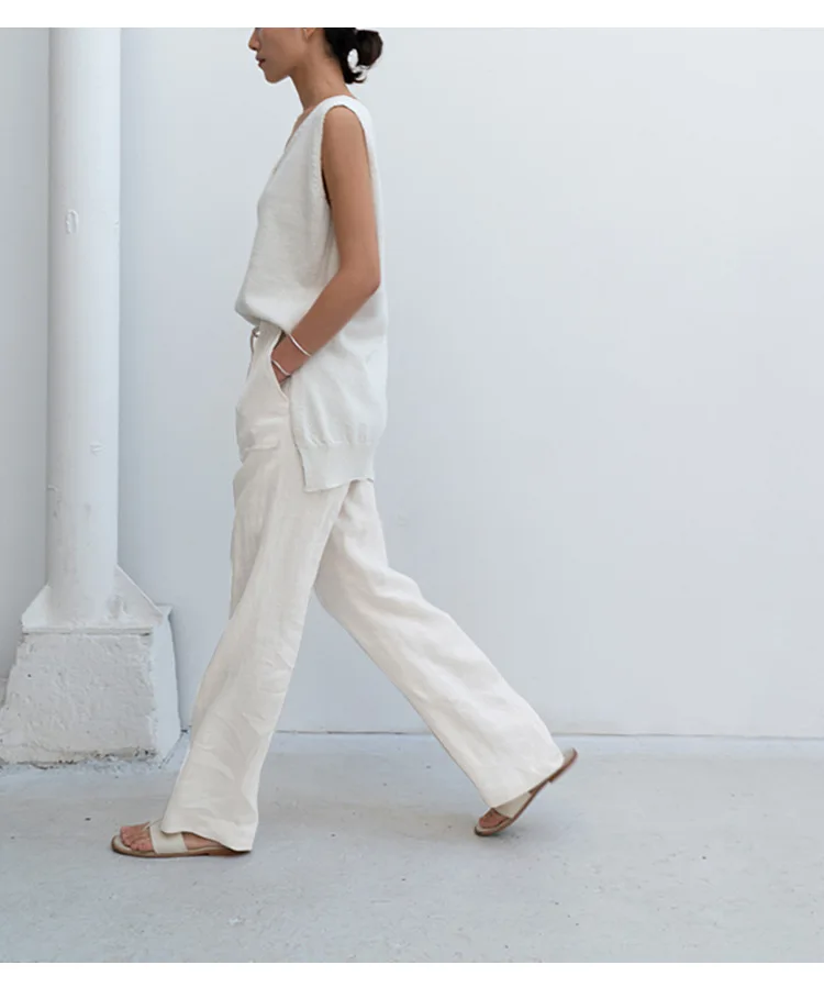 The Drawstring Straight Linen Pant - Image 14