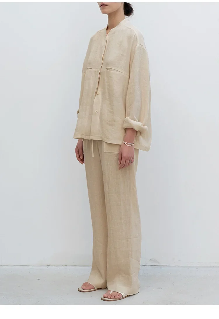 The Drawstring Straight Linen Pant - Image 16