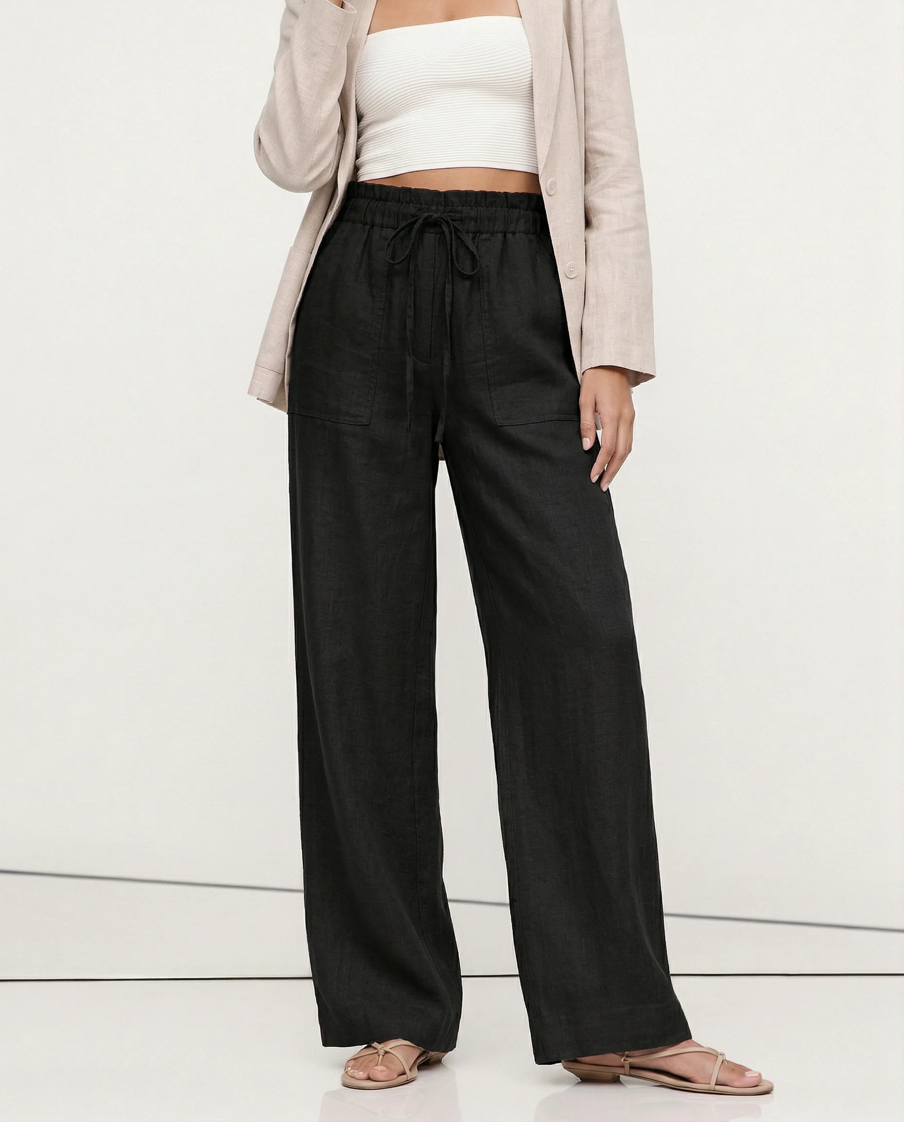 The Drawstring Straight Linen Pant - Image 3