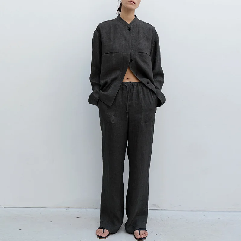The Drawstring Straight Linen Pant - Image 9
